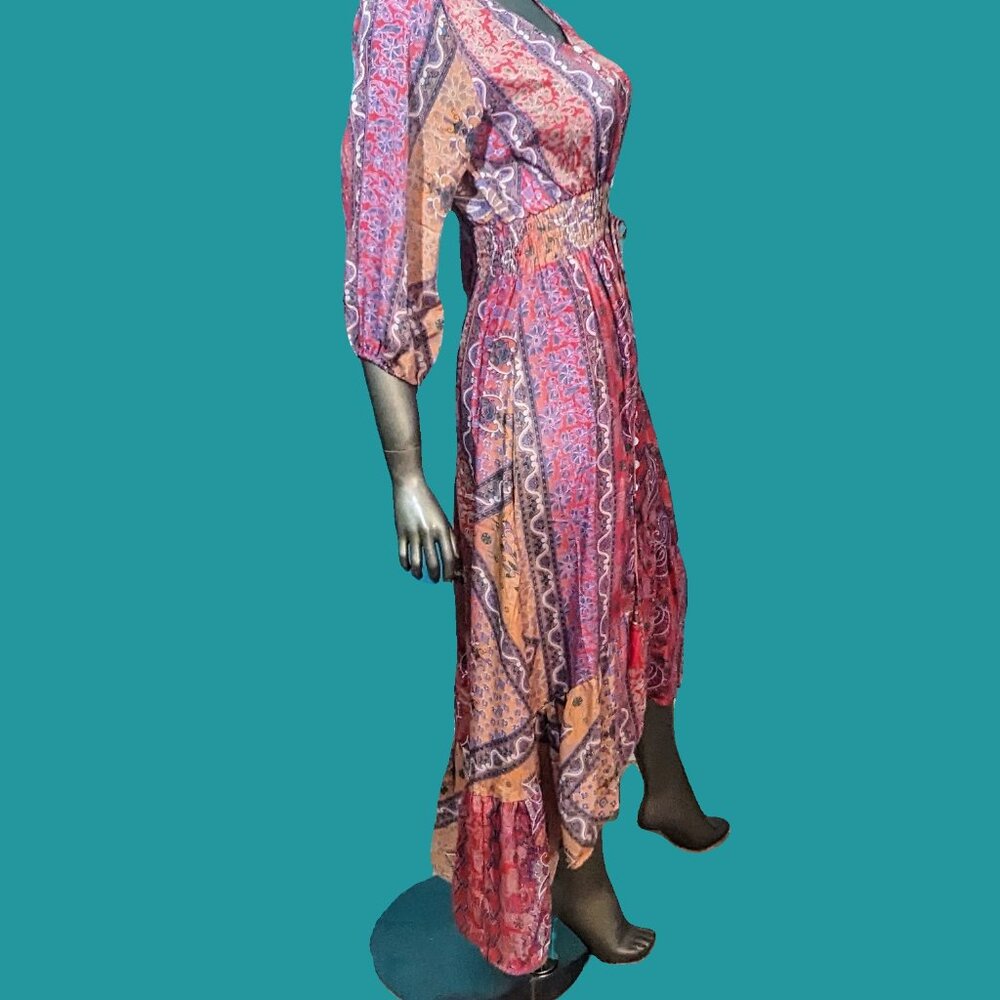 Stylish Nature Boho High-Low Floral Dress Size L Preowned - Picture 3 of 7